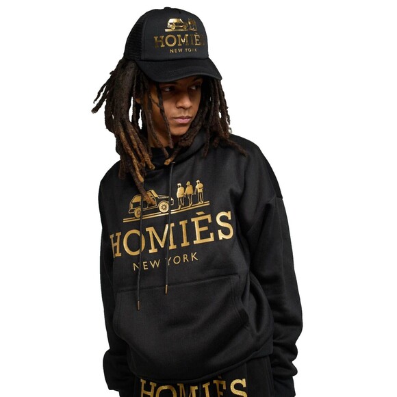Reason Homies New York Hoodie Men’s XL Black Gold Foil Fleece Sweatshirt - Picture 3 of 4